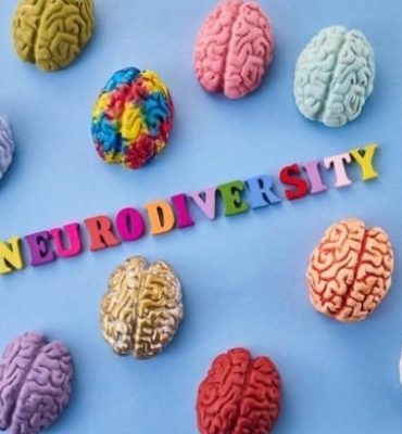 neurodiversity surrounded by colourful brains